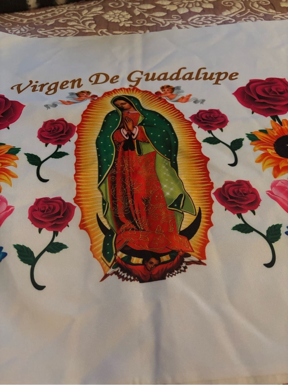 Virgen De Guadalupe 2 new pillow cases.  - Green, Red, Gold